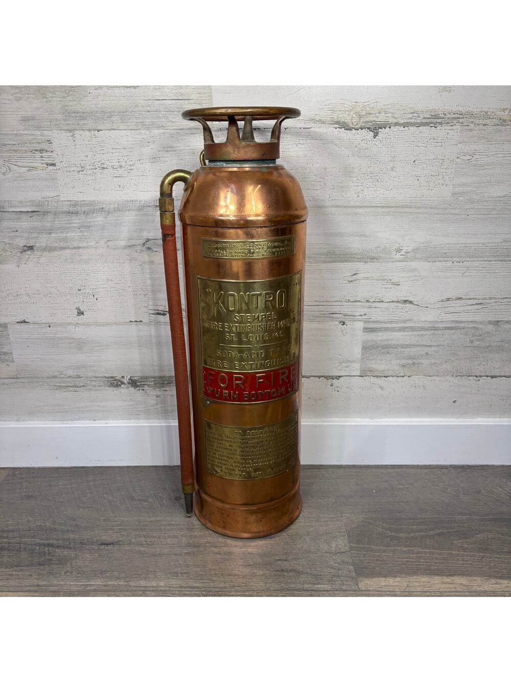 Antique Kontrol Stempel Copper and Brass Fire Extinguisher